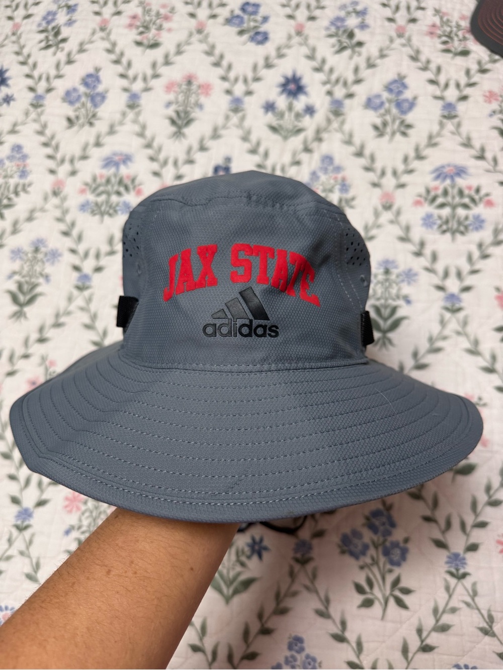 adidas Grey Bucket Hat with Red JAX STATE Embroidery